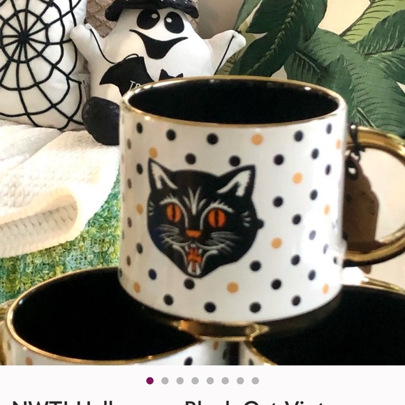 NWT! Halloween Black Cat 🐈‍⬛ Vintage Style Large 16oz Mug - Picture 1 of 8